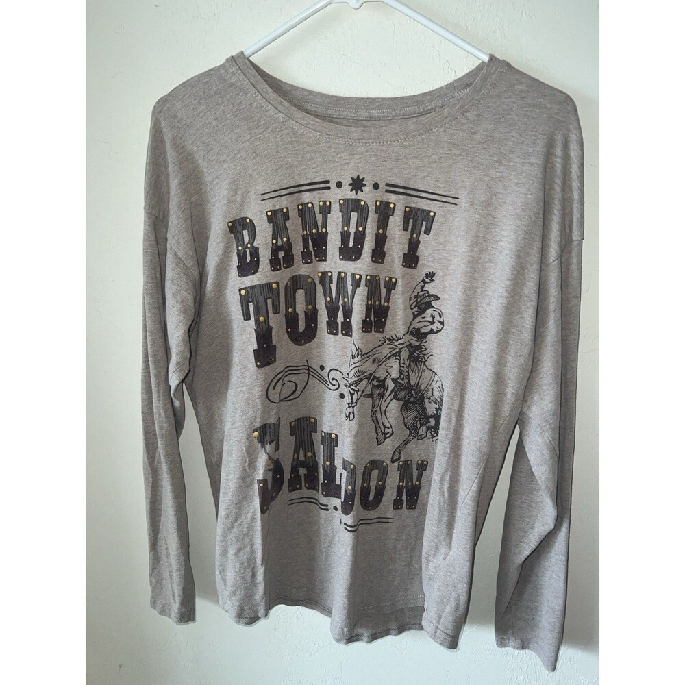 Ariat Bandit Town Saloon Shirt Women M Brown Preowned Cowboy Studded Relaxed Fit - Picture 10 of 10